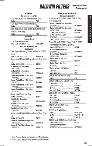 Baldwinfilters cross-references for tractors