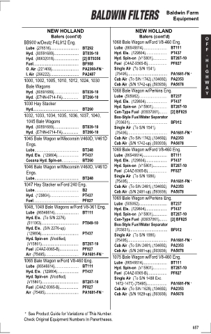 Baldwinfilters cross-references for tractors