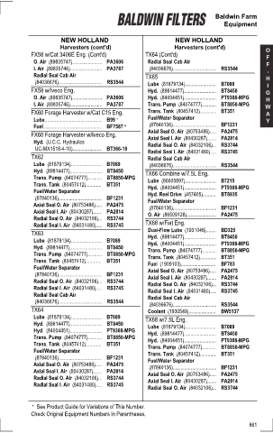 Baldwinfilters cross-references for tractors