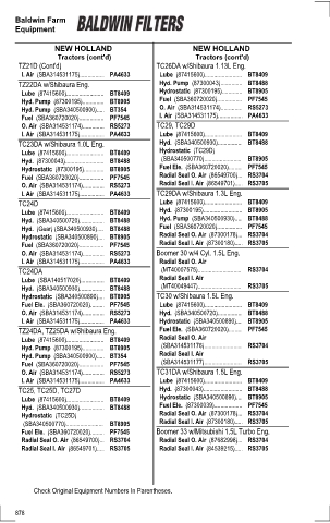 Baldwinfilters cross-references for tractors