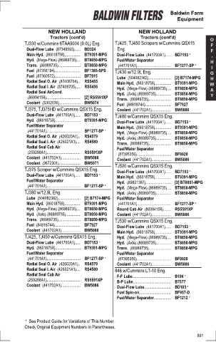 Baldwinfilters cross-references for tractors