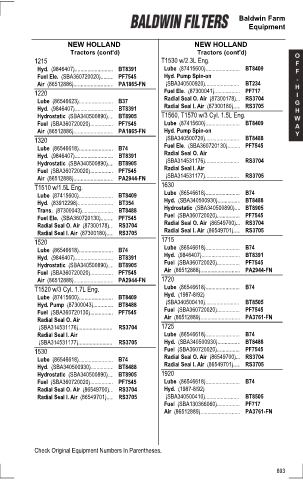 Baldwinfilters cross-references for tractors