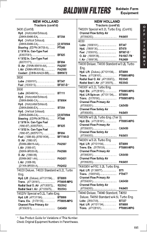 Baldwinfilters cross-references for tractors