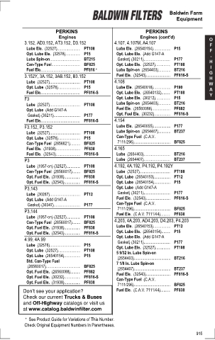 Baldwinfilters cross-references for tractors