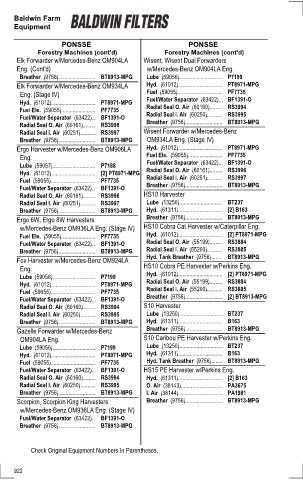 Baldwinfilters cross-references for tractors
