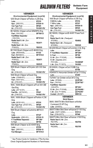 Baldwinfilters cross-references for tractors
