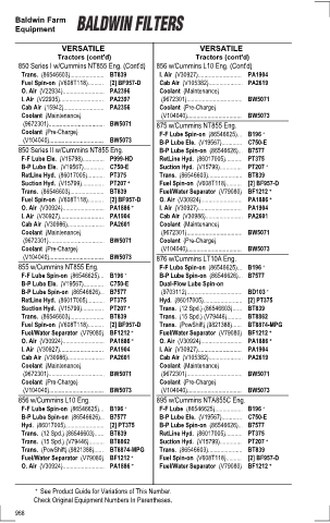 Baldwinfilters cross-references for tractors