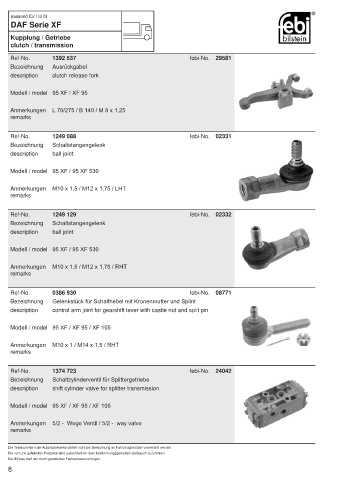 Spare parts FEBI for trucks DAF XF