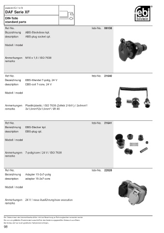 Spare parts FEBI for trucks DAF XF