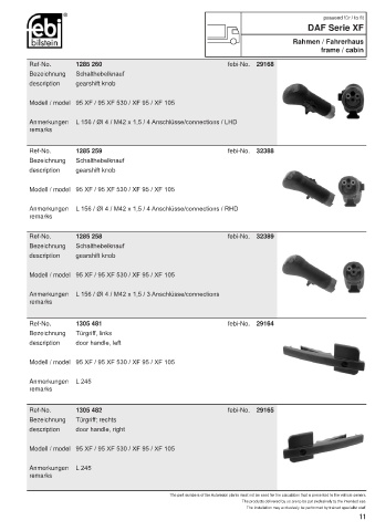 Spare parts FEBI for trucks DAF XF