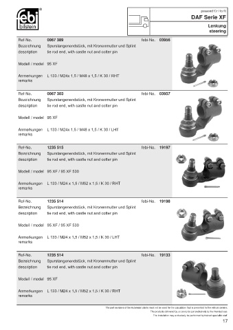 Spare parts FEBI for trucks DAF XF