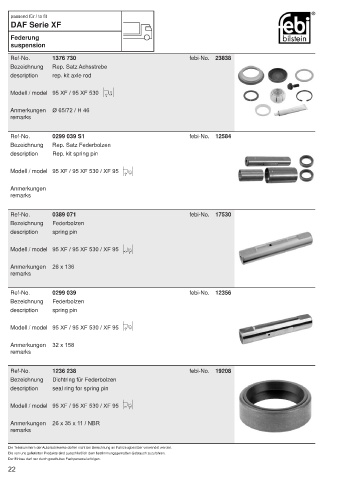 Spare parts FEBI for trucks DAF XF