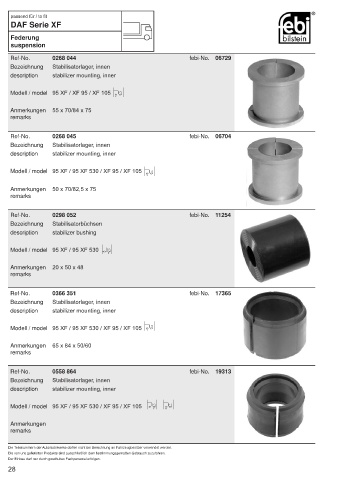 Spare parts FEBI for trucks DAF XF