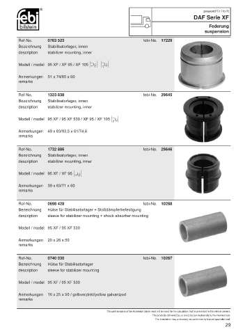 Spare parts FEBI for trucks DAF XF