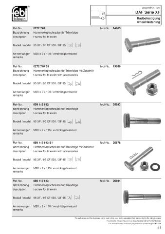 Spare parts FEBI for trucks DAF XF