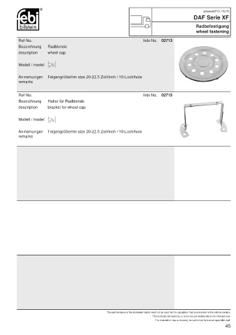 Spare parts FEBI for trucks DAF XF