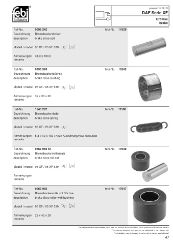 Spare parts FEBI for trucks DAF XF