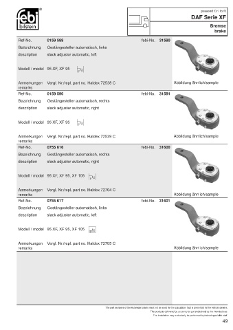 Spare parts FEBI for trucks DAF XF