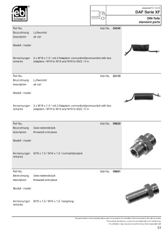 Spare parts FEBI for trucks DAF XF