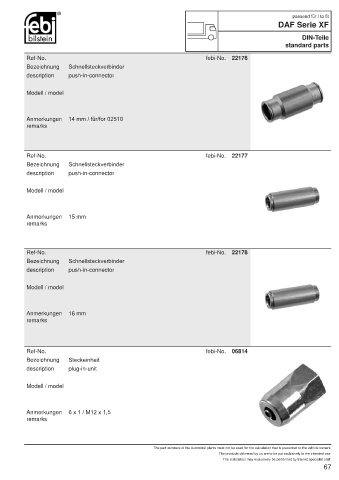 Spare parts FEBI for trucks DAF XF