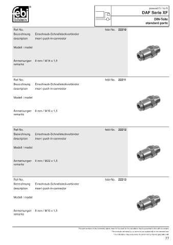 Spare parts FEBI for trucks DAF XF