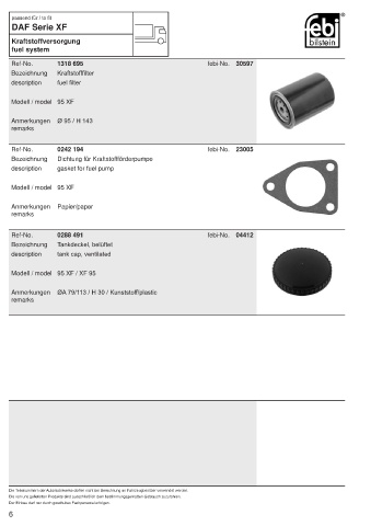 Spare parts FEBI for trucks DAF XF