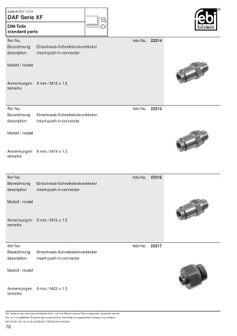 Spare parts FEBI for trucks DAF XF