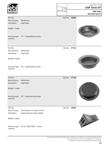 Spare parts FEBI for trucks DAF XF