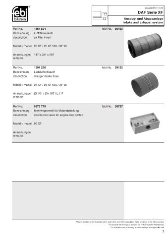 Spare parts FEBI for trucks DAF XF