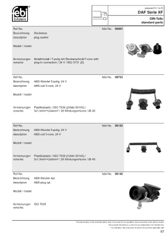 Spare parts FEBI for trucks DAF XF