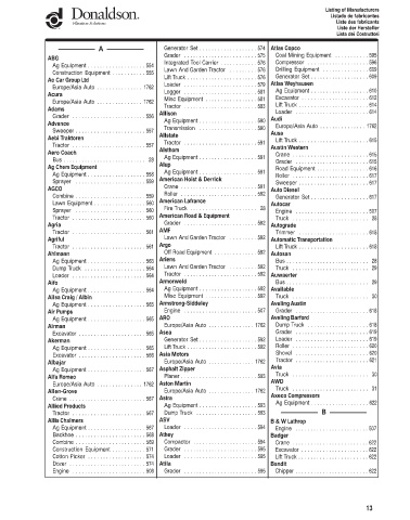 Spare parts DONALDSON cross-references