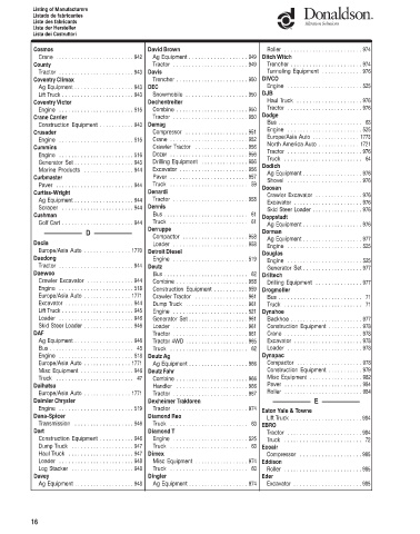 Spare parts DONALDSON cross-references