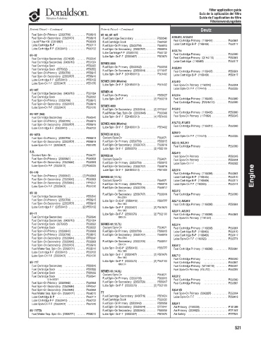 Spare parts DONALDSON cross-references