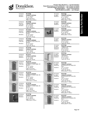 Spare parts DONALDSON cross-references