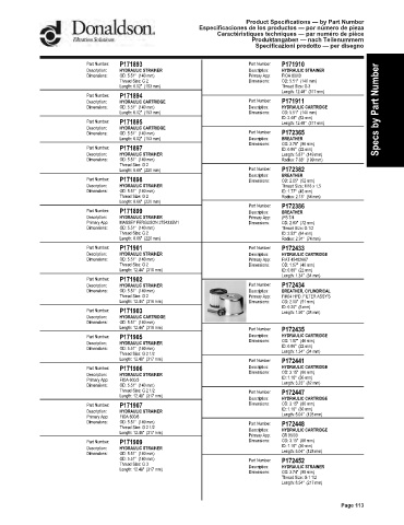 Spare parts DONALDSON cross-references