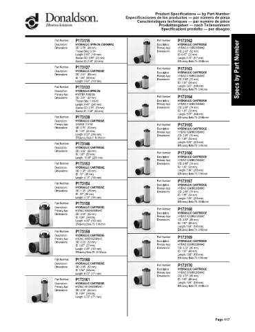 Spare parts DONALDSON cross-references