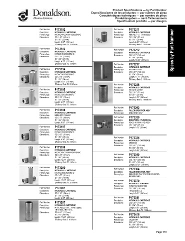 Spare parts DONALDSON cross-references