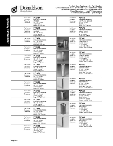 Spare parts DONALDSON cross-references