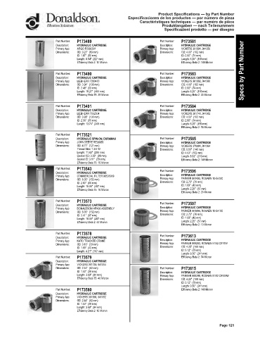 Spare parts DONALDSON cross-references