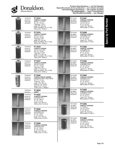 Spare parts DONALDSON cross-references