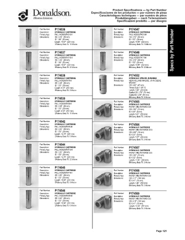 Spare parts DONALDSON cross-references