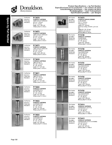 Spare parts DONALDSON cross-references