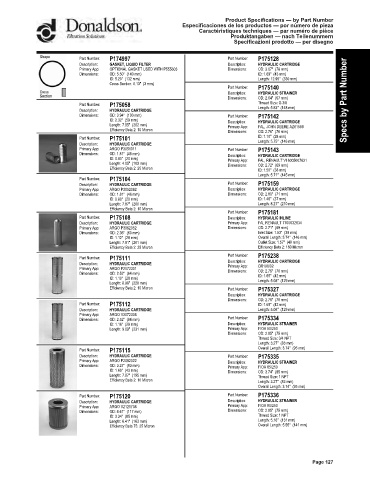 Spare parts DONALDSON cross-references