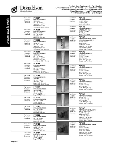 Spare parts DONALDSON cross-references