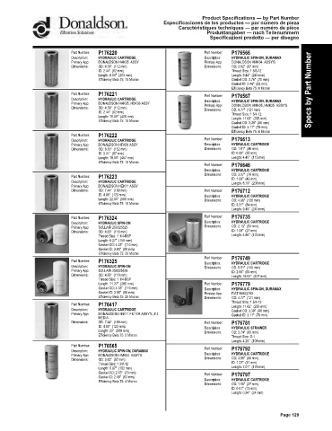 Spare parts DONALDSON cross-references