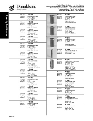 Spare parts DONALDSON cross-references