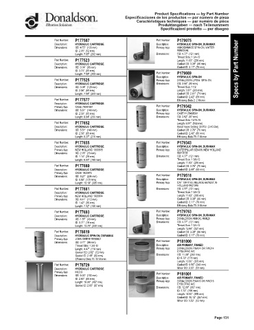 Spare parts DONALDSON cross-references