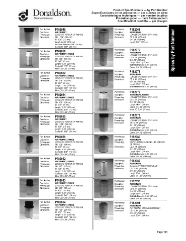 Spare parts DONALDSON cross-references