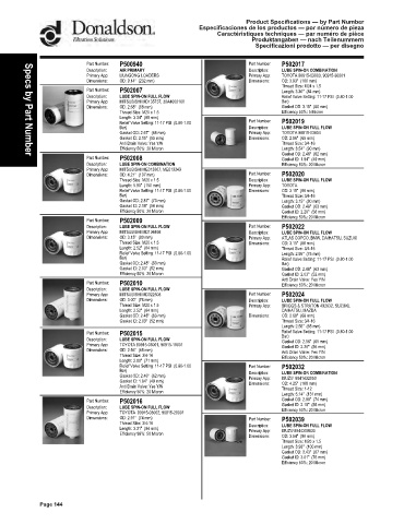 Spare parts DONALDSON cross-references