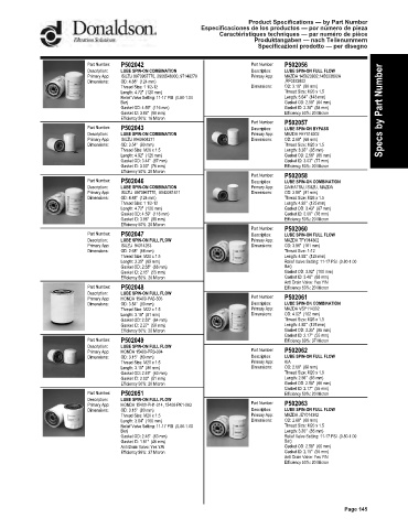 Spare parts DONALDSON cross-references